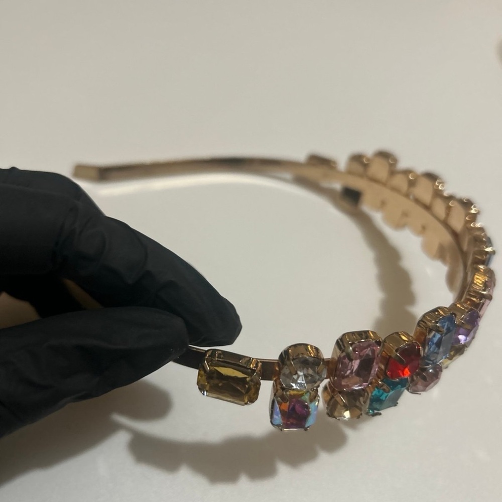 Multicolor Rhinestone Gold Headband - Picture 2 of 4